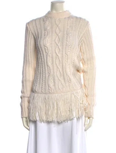 Pre-owned Tory Burch Mock Neck Sweater In White