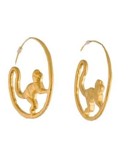 Pre-owned Tory Burch Monkey Hoop Earrings In Multi