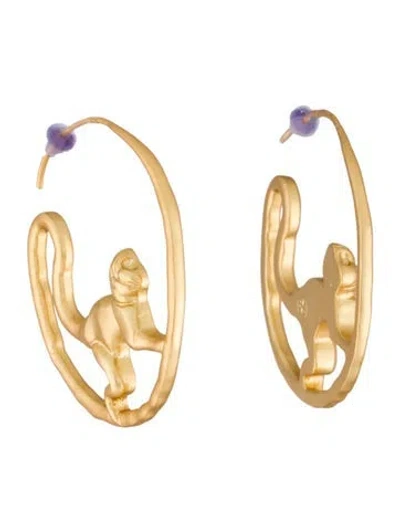 Pre-owned Tory Burch Monkey Hoop Earrings In Multi