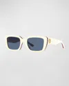 Tory Burch Monogram Acetate Rectangle Sunglasses In Blue