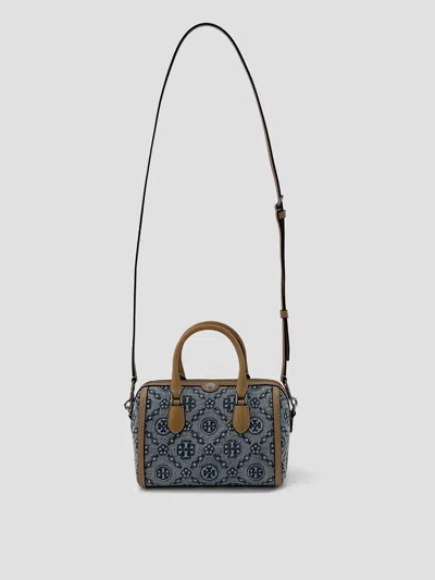 Tory Burch Monogram Barrel Handbag In Powder Blue