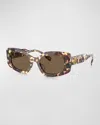 Tory Burch 50mm Irregular Sunglasses In Tortoise