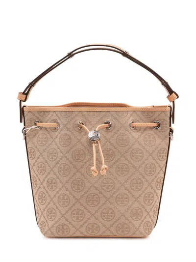 Tory Burch Monogram Bucket Handbag In Brown