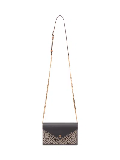 Tory Burch Monogram Chain Wallet In Tory Navy