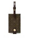 Tory Burch Monogram Coated Canvas Luggage Tag Accessories In Brown
