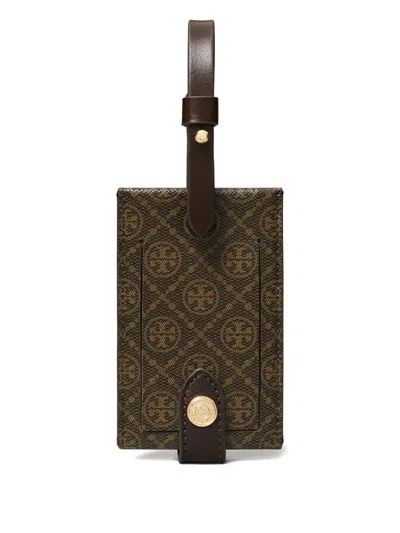 Tory Burch Monogram Coated Canvas Luggage Tag Accessories In Brown