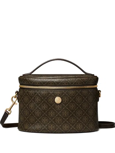 Tory Burch Monogram Coated Vanity Mini Bag In Brown