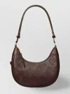 Tory Burch T-monogram Embossed Crescent Shoulder Bag In Brown