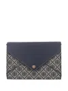 Tory Burch Monogram Envelope Clutch In Blue