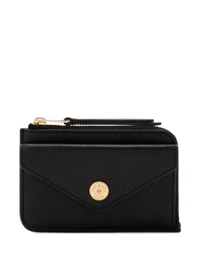 Tory Burch Monogram Envelope-zip Wallet In Black