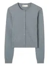 Tory Burch Monogram-jacquard Cardigan In Gray