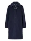 Tory Burch Jacquard Wool Coat With Monogram T In Blue