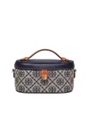 Tory Burch Leather And T Monogram Fabric Vanity Case In Blue
