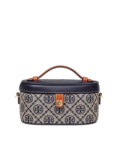 TORY BURCH TORY BURCH MONOGRAM LEATHER AND FABRIC VANITY CASE