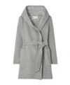 Tory Burch Midi Wool Coat With Monogram In Gray