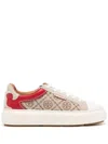 Tory Burch Monogram Low-top Sneakers In Brown
