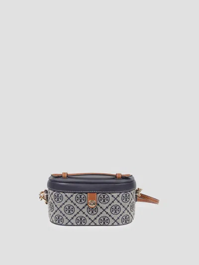 Tory Burch Monogram Mini Vanity Case In Gray