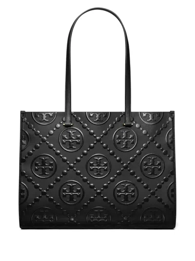 Tory Burch Monogram-pattern Tote Bag In Black