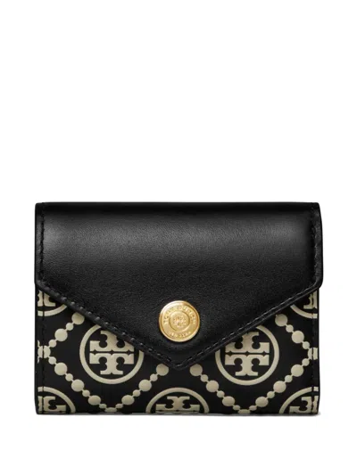 Tory Burch Monogram-pattern Wallet In Black
