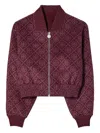 Tory Burch Monogram-pattern Wool Jacket In Burgundy