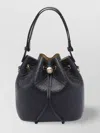 Tory Burch Monogram Pebble Bucket Bag In Black