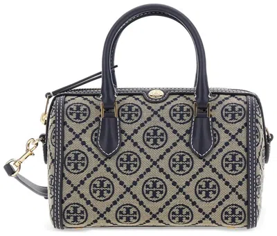 Tory Burch Monogram Pléthetanated Barrel Bag In Tory Navy