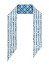 Tory Burch Monogram-print Scarf In Blue