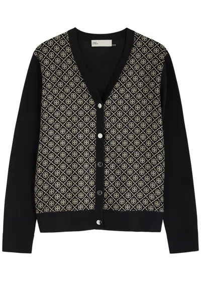 TORY BURCH TORY BURCH MONOGRAM-PRINT SILK AND WOOL CARDIGAN