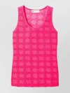 Tory Burch Sleeveless Textured Tank Top In Pink