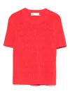 Tory Burch Monogram Short Sleeve T-shirt In Red