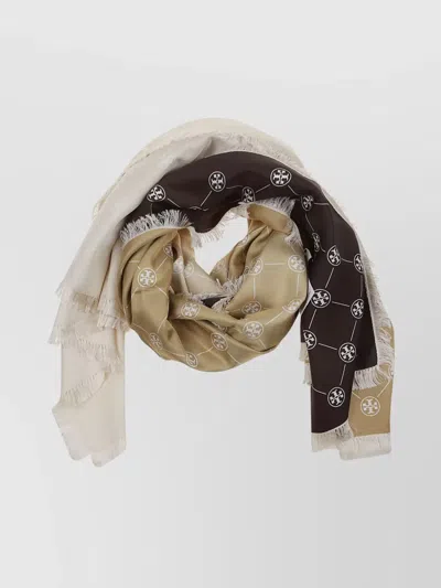 Tory Burch Monogram Silk Fringe Scarf