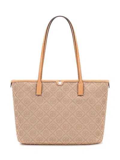 Tory Burch Monogram Sm Zip Tote Handbag In Pink