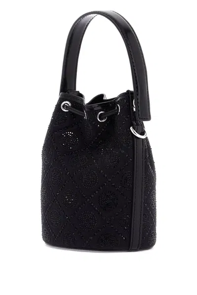 Tory Burch Monogram T Bucket Bag With Rhinest In Black