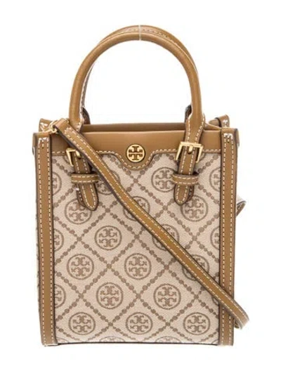 Pre-owned Tory Burch Monogram Top Handle Bag In Neutral