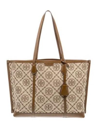 Pre-owned Tory Burch Monogram Tote In Neutral