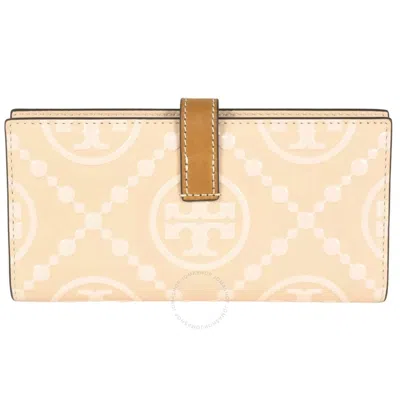 Tory Burch Monogram Zipped Leather Wallet In Orange