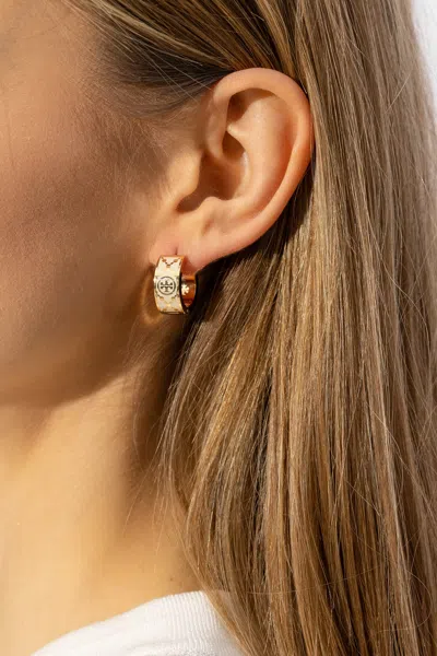 Tory Burch Monogrammed Earrings In Gold