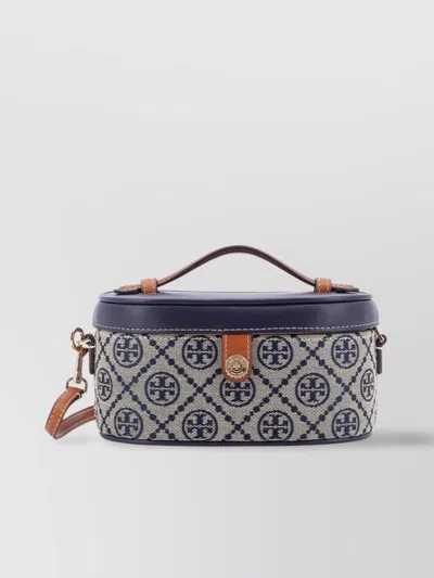Tory Burch Monogrammed Fabric Leather Clutch Bag
