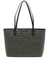 Tory Burch Ever Ready Grey Tote Bag With Logo Patch On The Front And All-over Double T Motif In Cotton Woman In Black