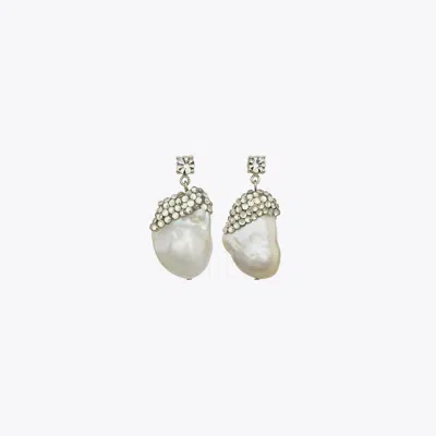 Tory Burch Moondance Crystal And Pearl Drop Earrings In Multi
