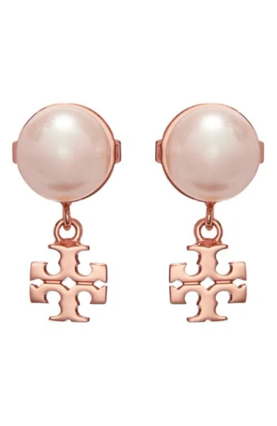 Tory Burch Moondance Faux Pearl Drop Earrings In Pink
