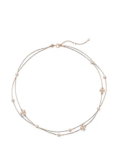 Tory Burch Moondance Layered Pearl Necklace In Multi