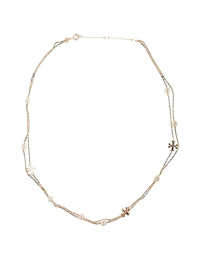 Tory Burch Moondance Layered Pearl Necklace In White