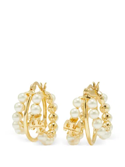 Tory Burch Moondance Multi Hoop Pearl Earring In Gold