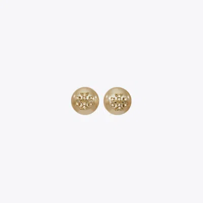 Tory Burch Moondance Pearl And Pavé Stud Earrings In Pink