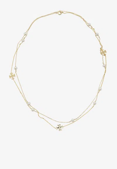 Tory Burch Moondance Pearl Necklace In Gold