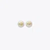 Tory Burch Moondance Pearl Stud Earrings In Gold