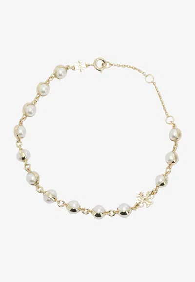 Tory Burch Moondance Pearl-embellished Bracelet In White