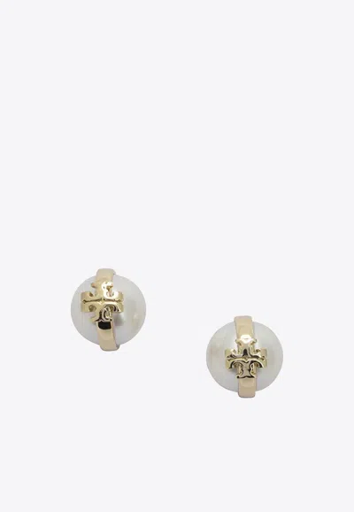 Tory Burch Moondance Stud Pearl Earrings In Gray