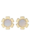 Tory Burch Mother-of-pearl Flower Stud Earrings In Gold